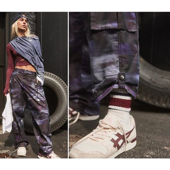 Free People Movement women's Mesmerize Me Printed Pants  S NWT Cargo Relaxed - Picture 8 of 9